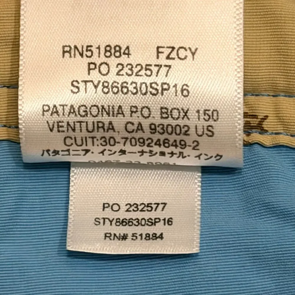 PATAGONIA Wavefarer Board Shorts Men 36 Orange Blue Striped Swim Trunks EUC